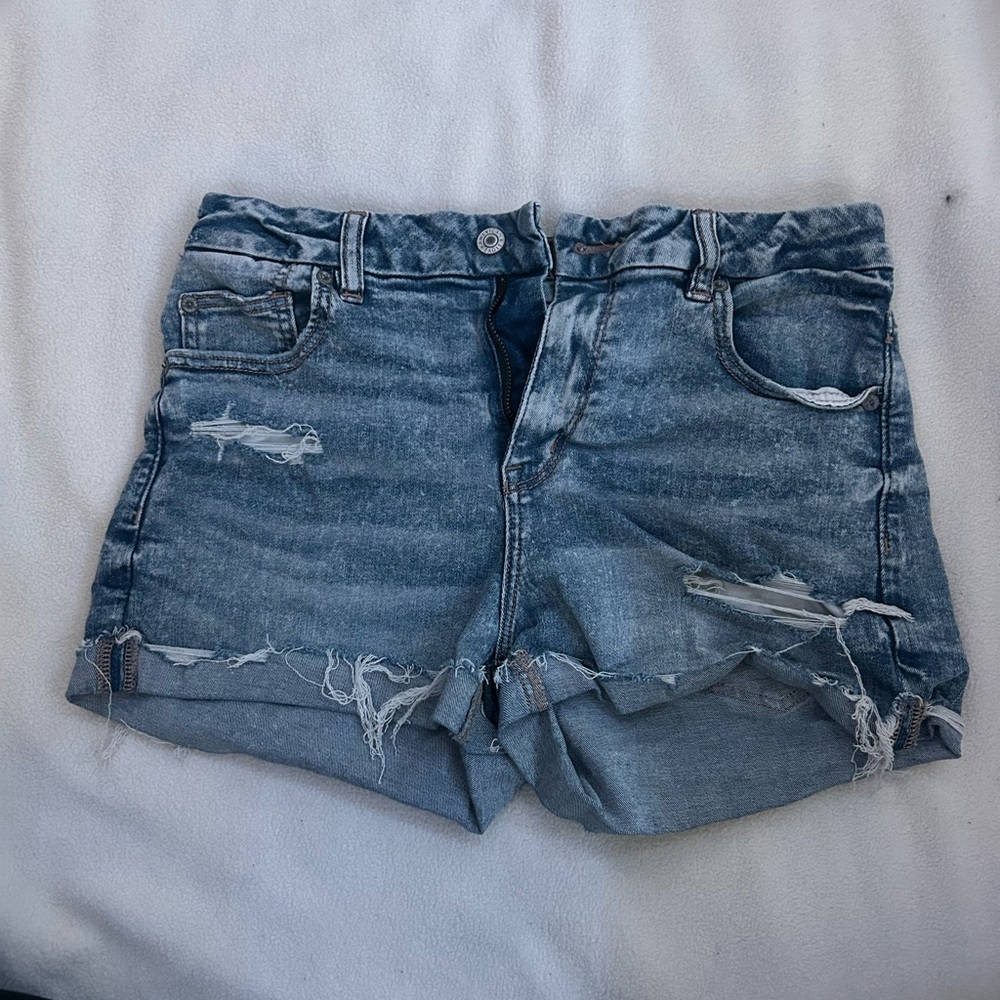 American Eagle Outfitters Blue Distressed Jean Shorts